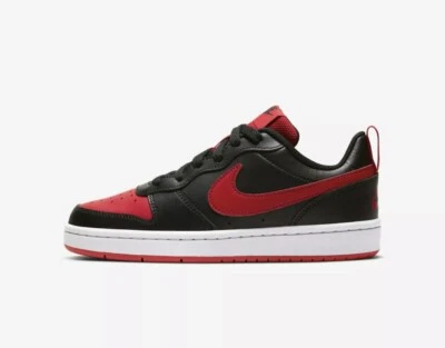 NIKE COURT BOROUGH LOW 2 (GS) BLACK-UNIVERSITY REDSZ 5Y-WMNS SZ 6.5 [BQ5448-007] - Image 1 of 4