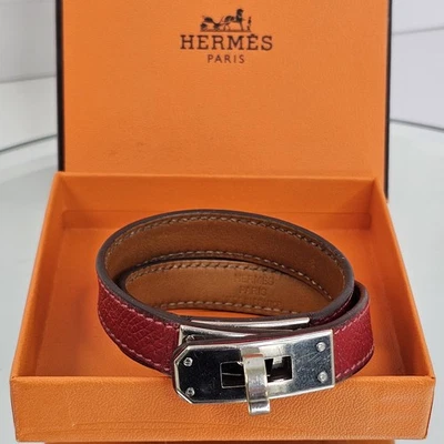 HERMES Leather Kelly Double Tour Bracelet Stamped, Authentic Used Some Wear Read Foto 1 de 4
