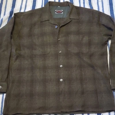 Camisa Para Hombre Grande Country Aldo Puritan Verde Marrón Lana Abotonada Estilo Tablero Foto 1 de 4
