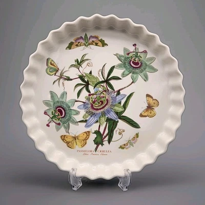 Portmeirion Jardín Botánico Azul Flor de la Pasión Quiche Tarta Plato para Hornear 11" Foto 1 de 4