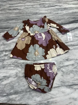 Nuevo con etiquetas Vestido Floral Carter's Marrón Y Púrpura Talla 12 Meses Foto 1 de 4