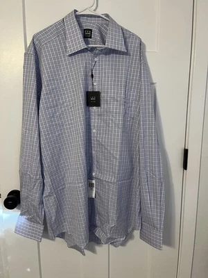 Camisa Ike Behar para hombre con botones 100 % algodón azul alta 18 38-39 precio de venta sugerido por el fabricante 175 USD nueva con etiquetas Foto 1 de 4