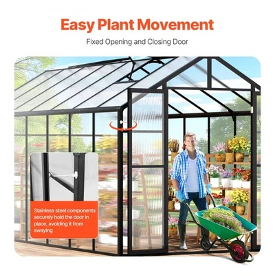 Outdoor Walk-In Greenhouse 8x14 Ft Polycarbonate For Garden Plant House - Image 1 of 4