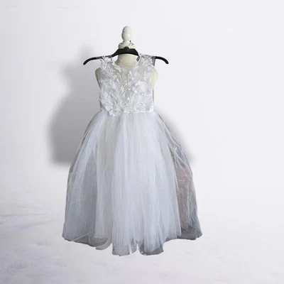 Ellie BLANCO Vestidos Niña Flor 4T Encaje Tul Falda Hada Elegante Venta al por menor $126 Foto 1 de 4