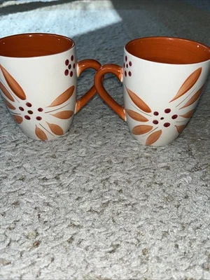 Temp-tations Old World Vivid Orange by Tara 12 oz  Coffee Mugs Lot Of 2 - Image 1 of 4