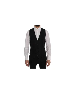 Dolce & Gabbana Black Pinstripe Vest Formal Style Men - Picture 1 of 7