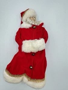 Figura de Papá Noel vintage - abrigo de terciopelo rojo y ribete de piel blanca - Imagen 1 de 11
