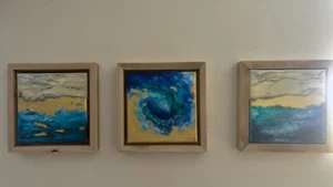 Triptych Waves Oil On Canvas - Picture 1 of 4