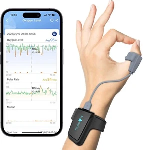 Oxímetro de pulso de muñeca Wellue Checkme O2 Max Bluetooth seguimiento continuo O2 - Imagen 1 de 6