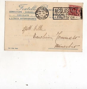 cartolina COMMERCIALE FRATELLI BONARDI CONFETTURE BRESCIA 23-12-1925 - Picture 1 of 1