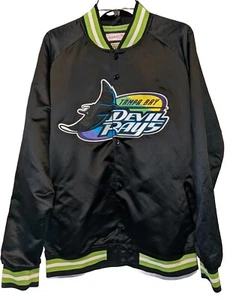 Mitchell & Ness Tampa Bay Devil Rays Cooperstown Satin Jacket Men's Size XL EUC - Picture 1 of 8