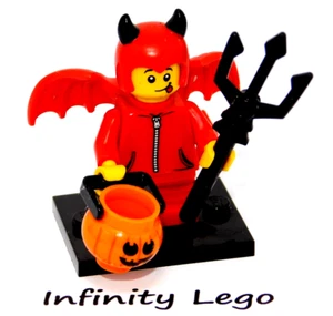 LEGO Little Red Devil Minifigure w/ Black Trident, Pumpkin Head Series 16, 71013 - Picture 1 of 2