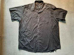 PIERRE CARDIN Mens Short Sleeve Button Down Shirt Size 18.5 s/s Big Black - Picture 1 of 4