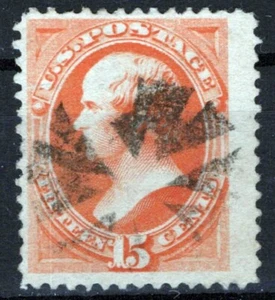 US Stamps 189 Used FVF 15c orange Webster cork cancel ZAYIX 1124NB035 - Picture 1 of 2