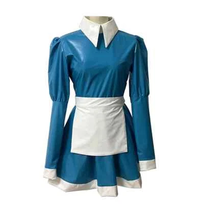 Sissy вечеринки трапециевидная горничная униформа искусственного ПВХ кожи водолазка французской горничной платье  - Изображение 1 из 4