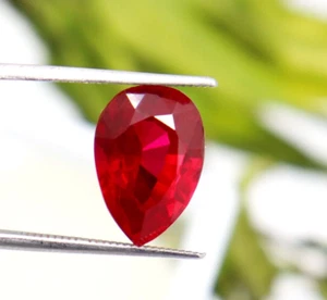 9 Ct Loose Gemstone Certified Pear Cut Red Ruby Rare Red Burmese Ruby Best offer - Picture 1 of 6