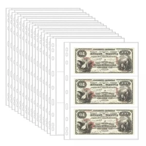 20 Sheets Currency Pages For Paper Money Collection - 3 Pockets Currency Holder - Picture 1 of 8
