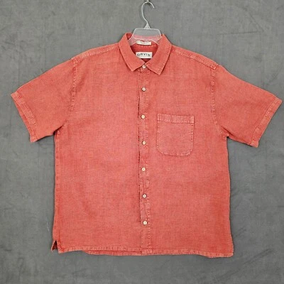 Camisa Orvis Para Hombre Extra Grande Naranja Orgánica Cáñamo Relajada Playa Informal Exterior Foto 1 de 4