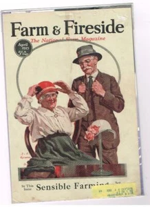 Vintage 1925 Mag Cover Farm & Fireside; Wife Tries On Hats; Husband Watches - Picture 1 of 1
