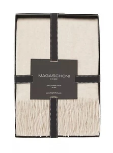 100 % Kaschmir Luxus Überwurf Decke Haferflocken Meliert MAGASCHONI GRÖSSE (50x60) $ 298 - Bild 1 von 2
