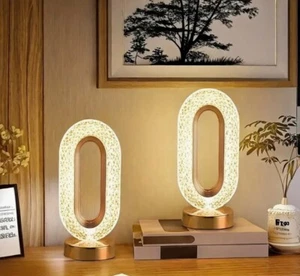 2 x USB LED Crystal Table Lamp Touch Dimmable Bedside Night Light Bedroom Decor - Picture 1 of 10