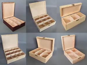 Caja de té de madera almacenamiento bolsa de pecho contenedor madera natural decoración del hogar - Imagen 1 de 35