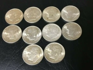 1946-D (10) ROOSEVELT SILVER DIMES VINTAGE DIMES LOT of 10 1946 D Inv5 VERY NICE - Picture 1 of 2