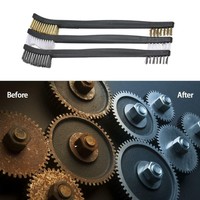 3Pcs Mini Wire Brush Set Steel Brass Nylon Cleaning Polishing Metal Rust Tool