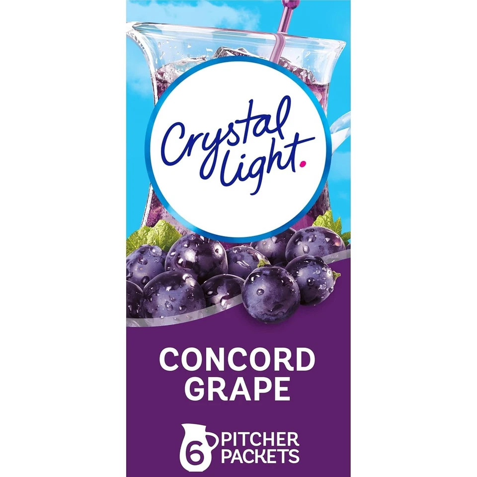 7 Canisters Crystal Light Drink Mix Concord Grape 42 Packets 84 Quarts
