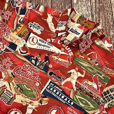 Reyn Spooner MLB St Louis Cardinals World Series Button Red Short Sleeve Large - Image 1 of 4