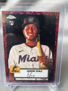 2021 Topps Chrome Platinum LEWIN DIAZ Red Black RC SP Refractor /5 MIAMI MARLINS - Bild 1 von 2