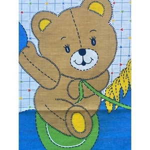 rocking horse teddy bear rainbow Spiegel fabric panel quilt topper vintage #9689 - Imagen 1 de 8