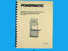 Powermatic Model WBS36  36" Woodcutting Band Saw Instruction & Parts Manual *297