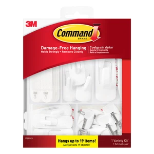 Kit Variedad Uso General Command: 14 Ganchos Surtidos, 30 Tiras Surtidas (Blanco - Imagen 1 de 9