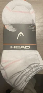 Head Women’s Low-Cut  6-Pair Pack Socks Size 6-10 White With Pink Stripe NWT!! - Picture 1 of 2