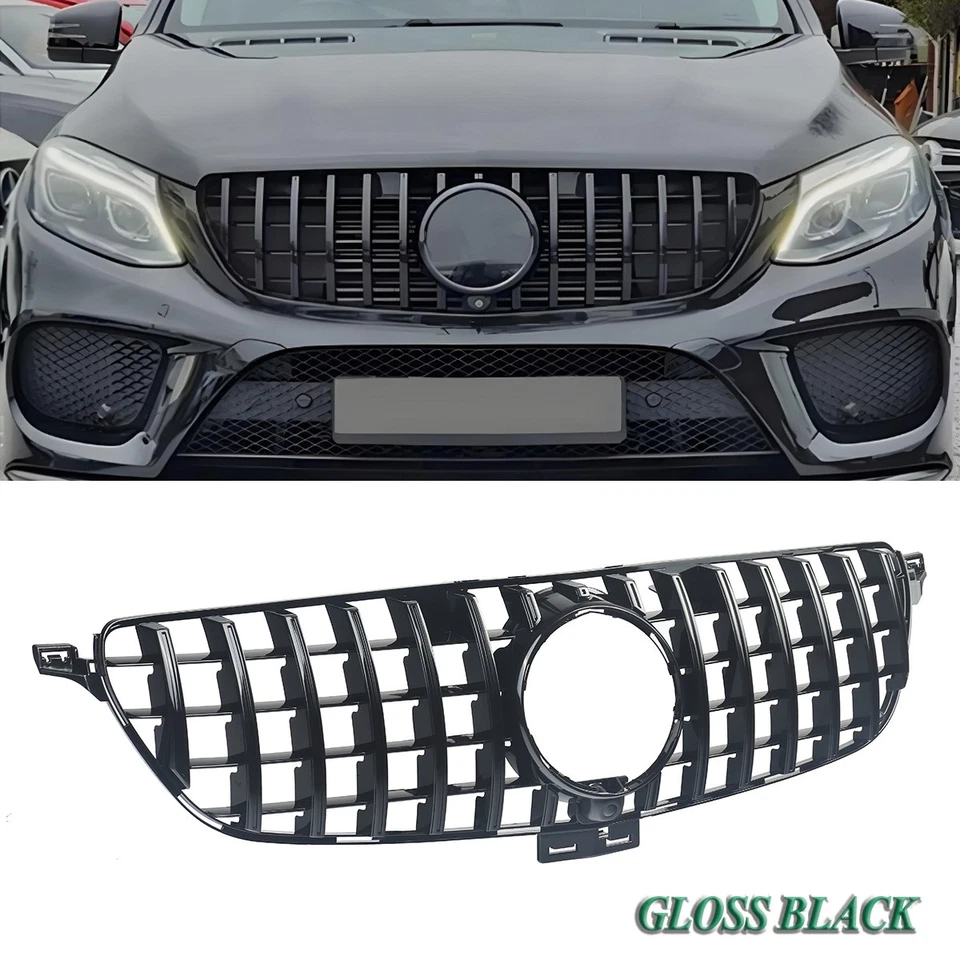 For Mercedes Benz W166 2016-2019 GLE350 GLE400 Front Grille GT Style Gloss Black Foto 1 de 4