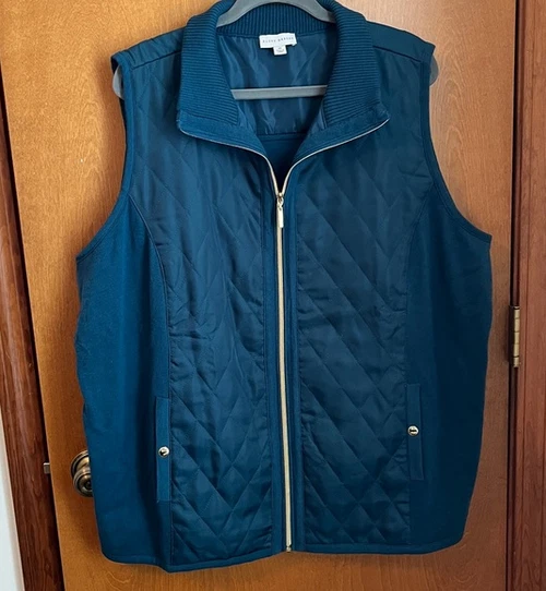 Chaleco Susan Graver Deep Teal Outerwear Cremallera Frontal Mujer’s talla 3X Foto 1 de 3