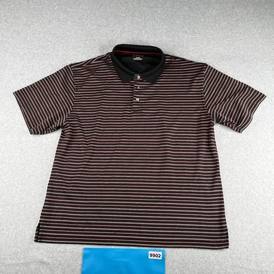 PGA Tour Polo Shirt XL Black Red Striped Performance Golf Casual Mens - Image 1 of 4