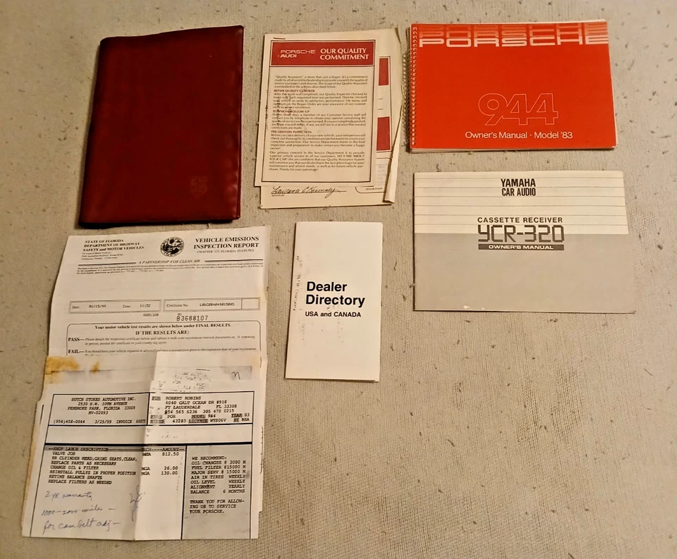 Porsche 944 1983 manual del propietario Yamaha auto audio concesionario directorio + estuche original Foto 1 de 4
