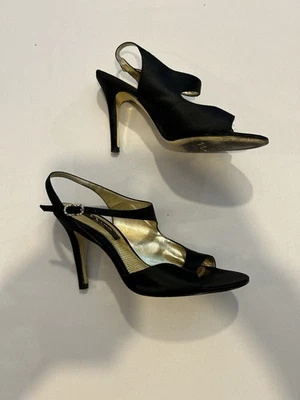 Nina 纽约鞋女式 7M 码缎面绑带高跟鞋正装 — 第 1/4 张图片