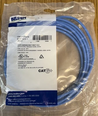 Belden C601106015 Cat6 Patch Cord 15ft Blue - Image 1 of 2