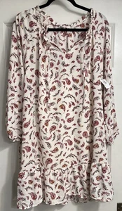 Old Navy Dress Size XL White Floral Boho Cottage Core Western Ruffle Hem - Picture 1 of 9