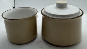 Vintage japanisches Steinzeug 2-teiliges Set - Tasse/überzogener kleiner Behälter - Bild 1 von 11