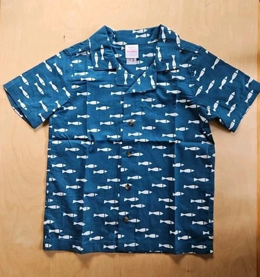 CAMISA PESCADO AZUL ABOTONADA MANGA CORTA POPELINA HANNA DIFFERENTSON NUEVA CON ETIQUETAS 120 6 7 Foto 1 de 4