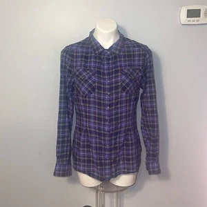 Athleta Damen lila kariertes Langarm Druckknopf Button Down Hemd. Medium. - Bild 1 von 12