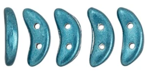 06B10, Sat Metallic Quetzal Green, Crescents, 5g, 10x3/3x10mm/2 hole(CR32) - Picture 1 of 1