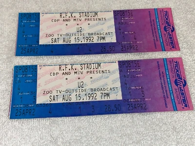 U2 SIN USAR 1992 ENTRADAS DE CONCIERTOS SIN USAR ZOO TV Bono, Edge RFK STADIUM U 2 EE. UU. Foto 1 de 4