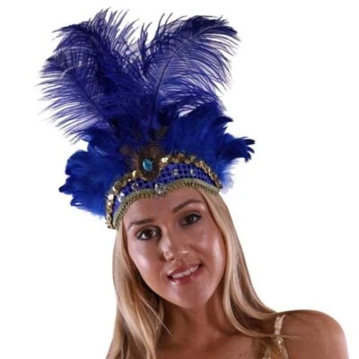 Show Girl Carnival Festival Masquerade Party Headpiece Ostrich Feather Headband - Image 1 of 4