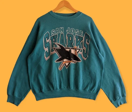 San Jose Sharks Hockey graphic sapphire color Crewneck Sweatshirt KV25736 - Image 1 of 1