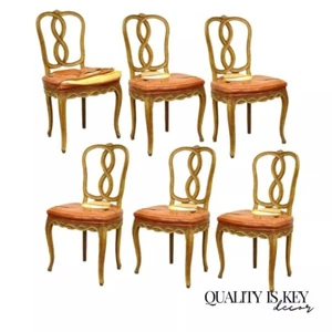 French Provincial Rococo Pretzel Back Hollywood Regency Dining Chairs - Set of 6 - Picture 1 of 10